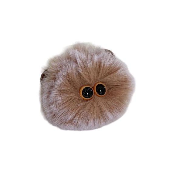 Fuzzy Brown Pom Pom Animal Keychain Accessory - Picture 4 of 14